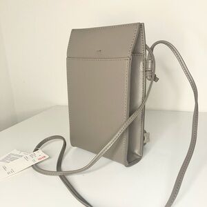 Uniqlo Faux-Leather Mini Tool Shoulder Bag in Taupe